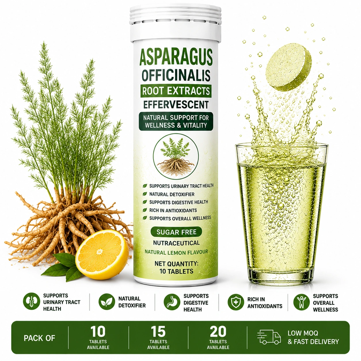 Asparagus Officinalis Root Extracts Effervescent Tablet